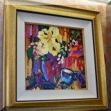 A09a. Still life oil painting signed Kotov. 26” x 26” 